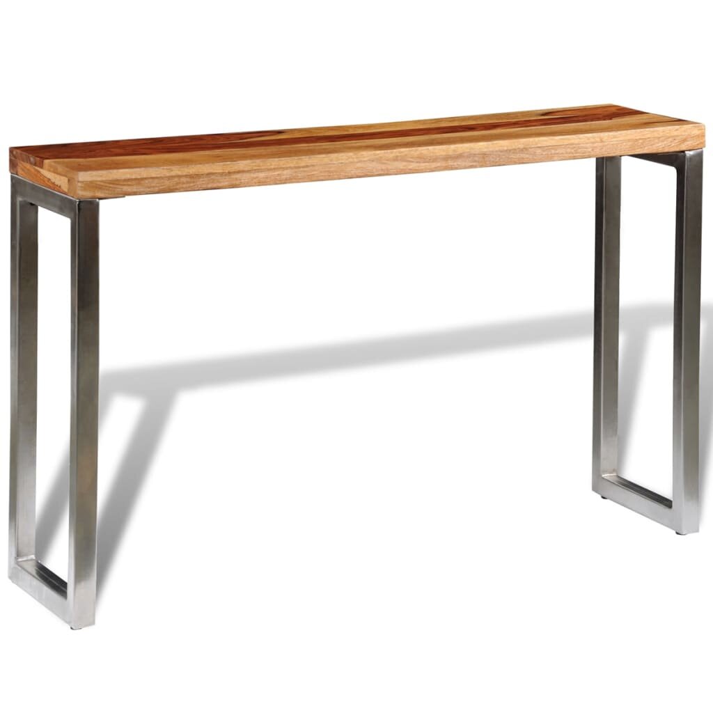 Solid Sheesham Wood Console Table with Steel Leg