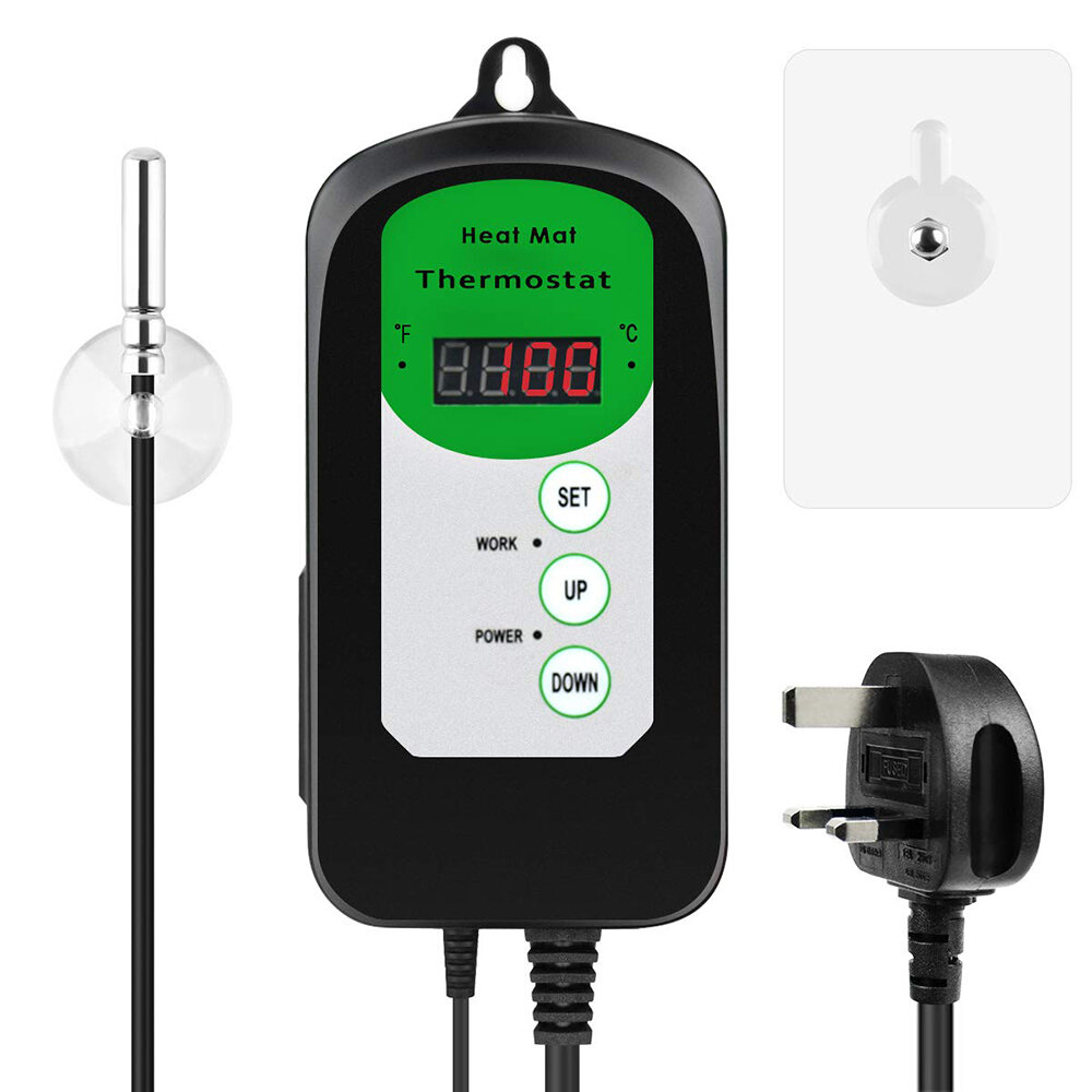 

Wall Mounted Digital Seedling Heat Mat Thermostat Temperature Controller for Seed Germination Reptile Houses - EU Plug