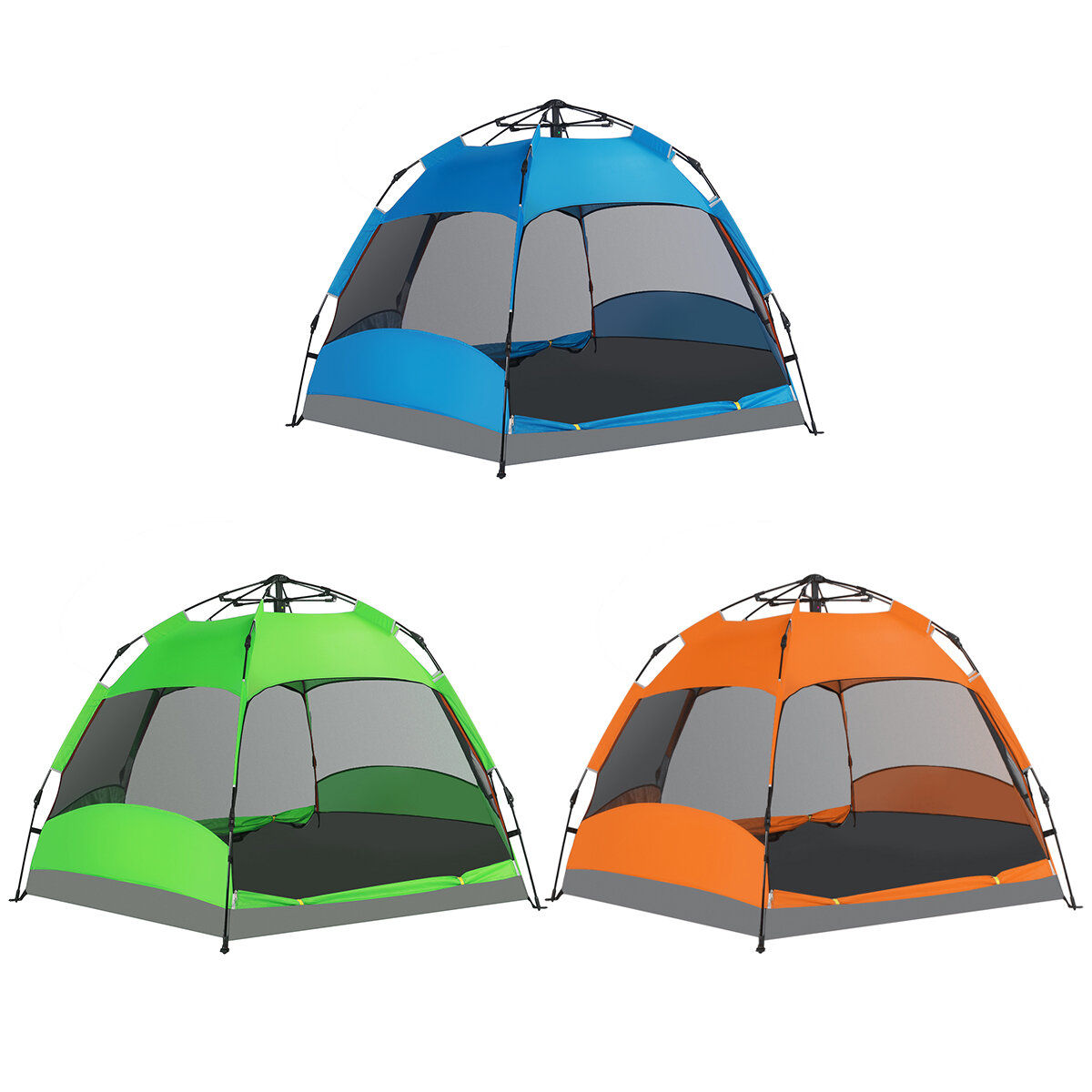 Tienda de campaña portátil para 5-8 personas, antisol y resistente al agua, doble capa, completamente automática para camping al aire libre.
