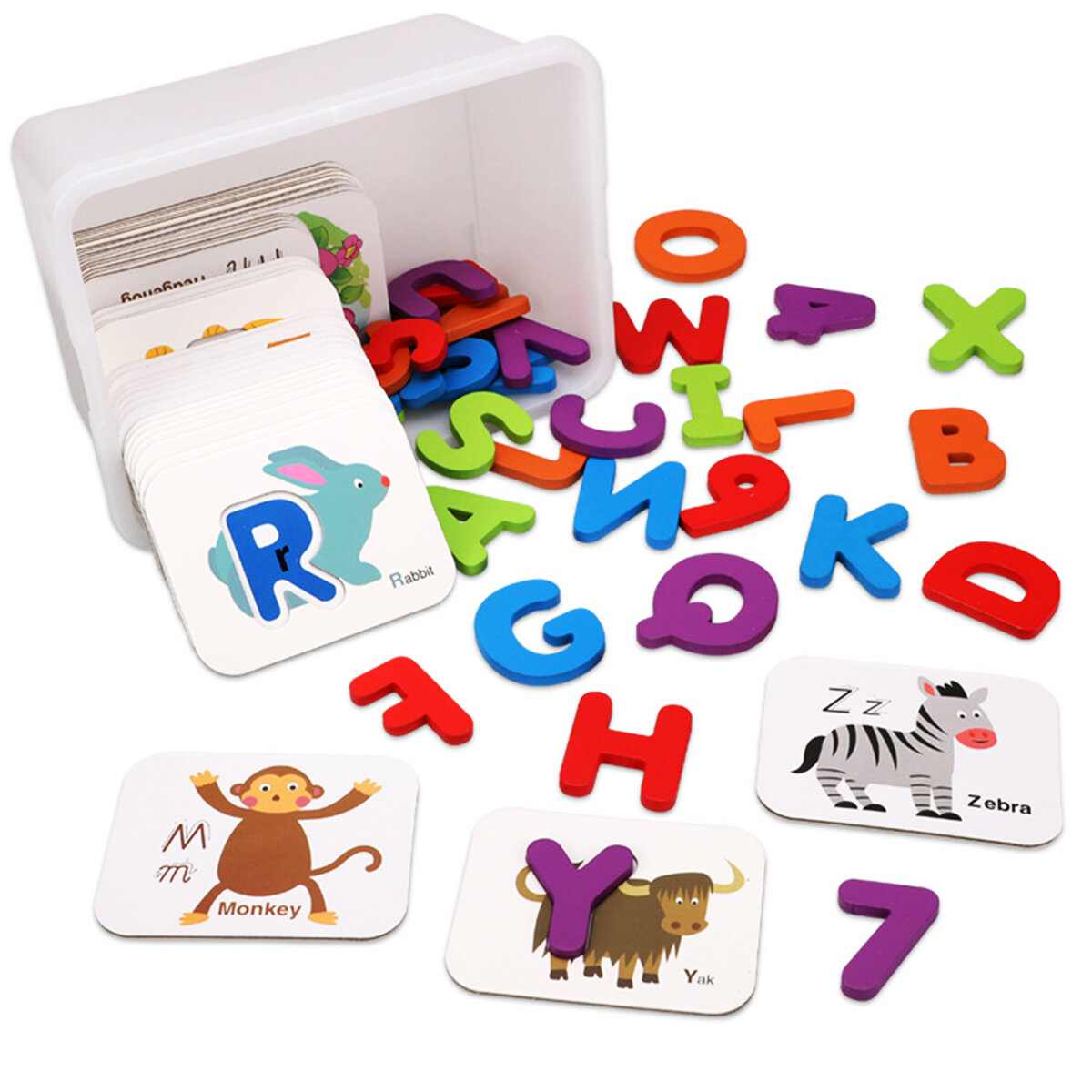 Alphanumeric Matching Card Set Kids Double Sided 3D English Cognitive Jigsaw Toys Early Education Puzzle Toys