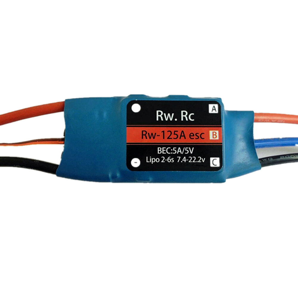 

RW.RC 125A Brushless ESC With 5V/5A BEC Support 2S-6S for RC Airplane Fixed Wing FPV Drone