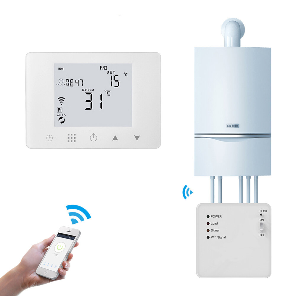 MoesHouse WiFi Smart LCD 5A Wall-Hung Gas Boiler Water Electric Underfloor Heating Temperature Contr