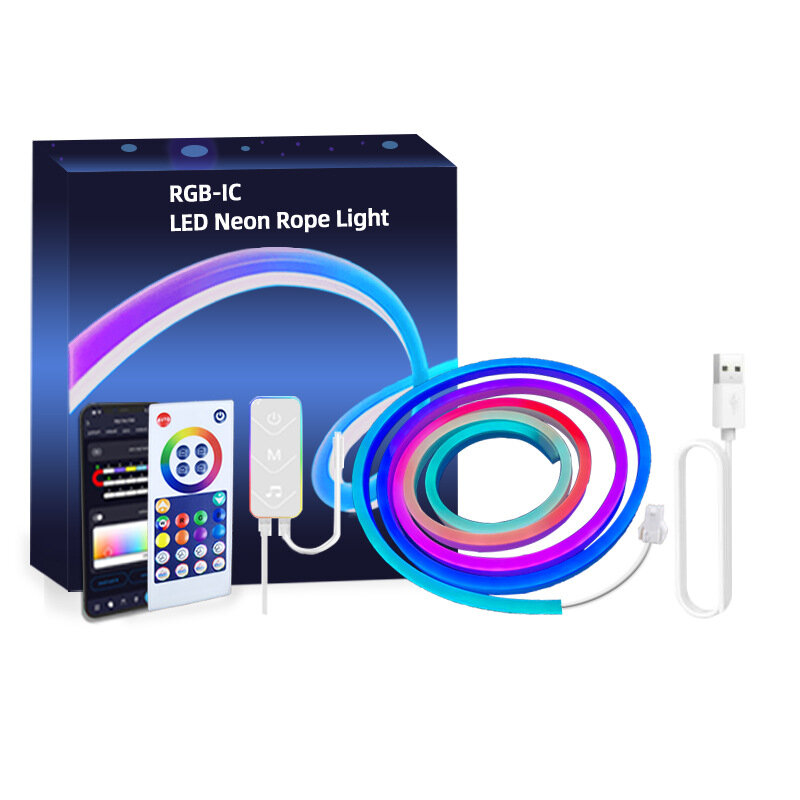 

3 м USB 5V RGBIC Smart LED Neon Веревка Light На открытом воздухе Водонепроницаемы IP68 Синхронизация с музыкой Bluetoot