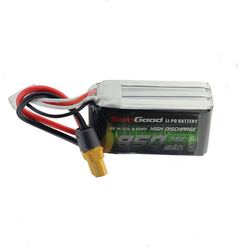SoloGood 11.1V 850mAh 75C 3S XT60 Plug Lipo Battery for Rc Racing Car Model Parts