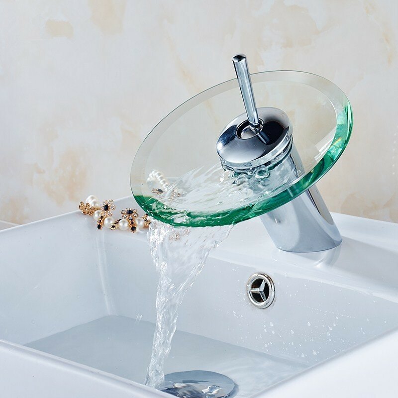 Moderne stijl keuken badkamer schip koperen glas ronde waterval bad wastafel kraan kraan