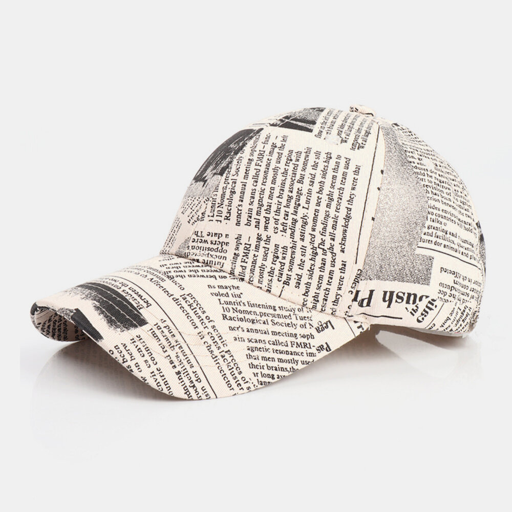 Unisex Made-old Newspaper Pattern Cotton Broad Brim Sunscreen Visor Fashion Casual Baseball Hat