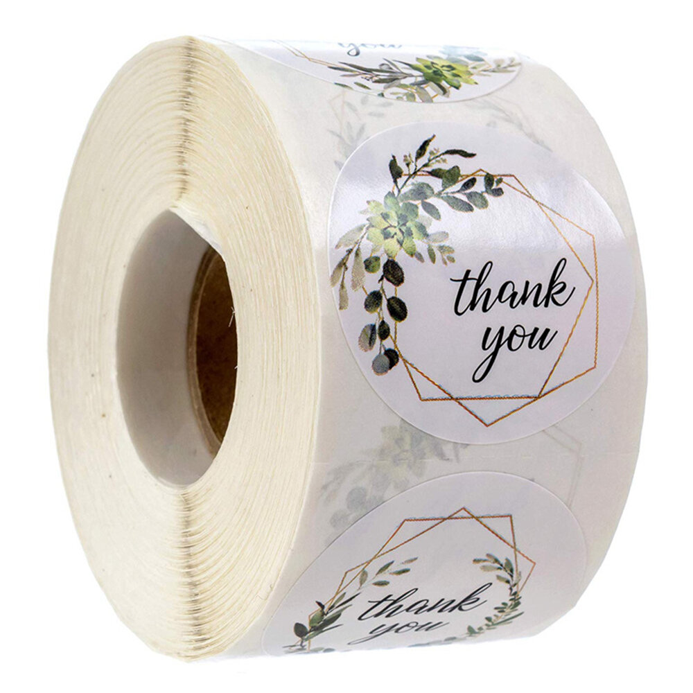 

500Pcs/Roll 1 Thank You Sticker Label DIY Round Transparent Plastic Label Stickers Adhesive Sticker Packaging Gift Roll