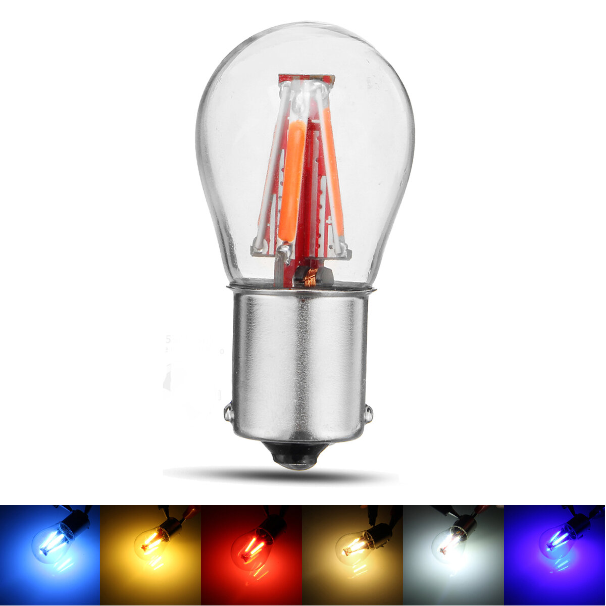 4-filament COB LED 1156 BAU15S PY21W LED-richtingaanwijzer Achteruitrij-stoplamp 6 kleuren voor DC12