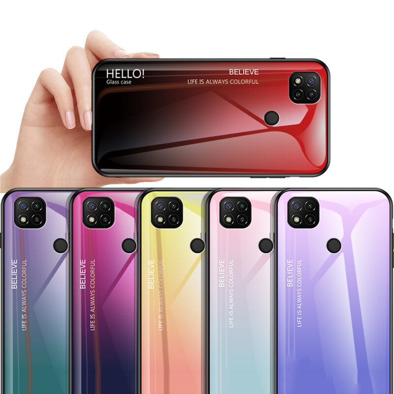 

Bakeey Gradient Color Tempered Glass Shockproof Scratch Resistant Protective Case for Xiaomi Redmi 9C Non-original