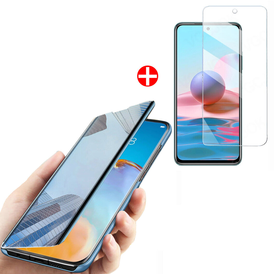 

Bakeey for POCO M3 Pro 5G NFC Global Version/ Xiaomi Redmi Note 10 5G Case Flip Plating Mirror Window View Full Cover Pr