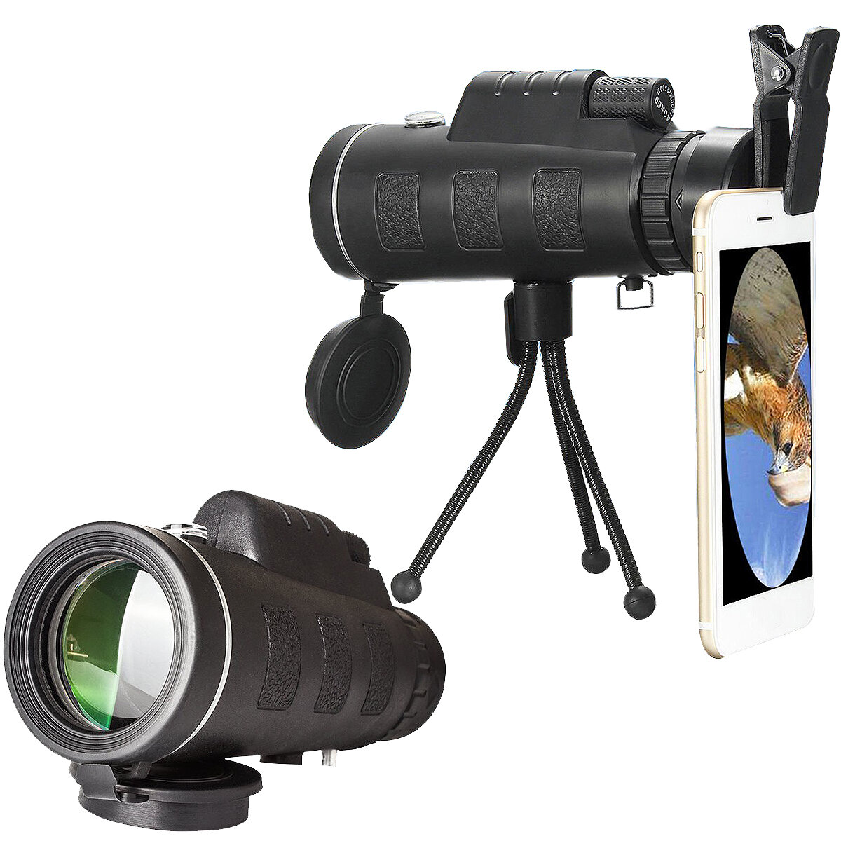 Télescope à lentille optique extérieure 40X60 avec clip pour téléphone portable universel + trépied