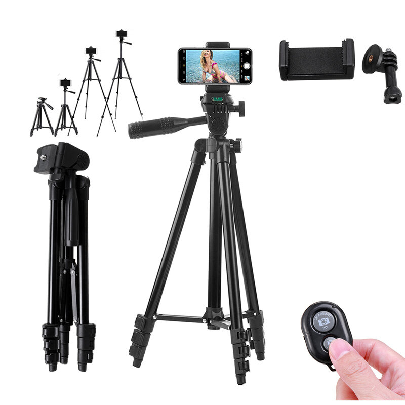 Bakeey Adjustable Camera Tripod Stand Phone Holder Mount Aluminum with Remote Control for Phone for Gopro Camera