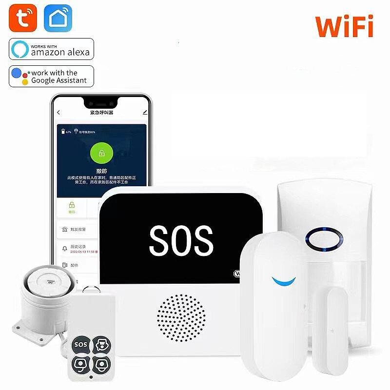 Στα 27.41€ από αποθήκη Κίνας | Tuya WiFi Smart Home Alarm System Security Protection Kit Wireless APP Remote Monitoring Anti-theft Alarm Doorbell Call Device Multi-functional Surveillance Kit for Home Safety Work with Alexa Google