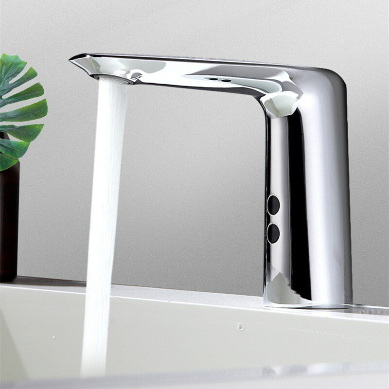 

RONGWO Automatic Infrared Sink Faucet Touchless Free Sensor Faucet Handfree Water Saving Inductive Electric Hot Cold Bas