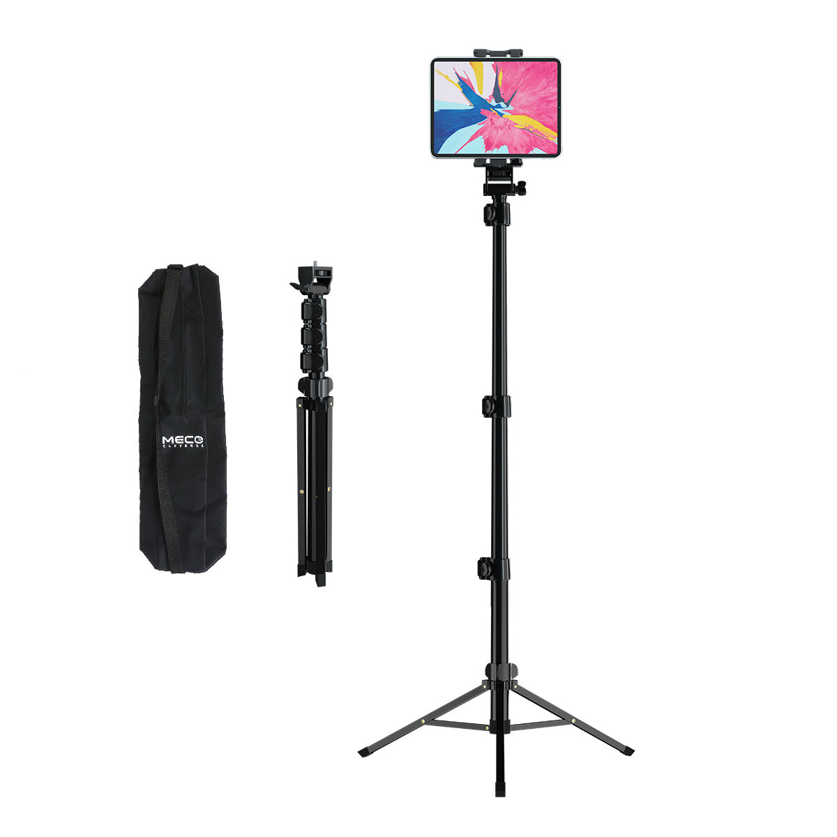 MECO Floor Stand Phone/Tablet Stand Tripod Tablet Holder Adjustable Arm Top Mount Selfie Stick For Tablet Holder for iPh