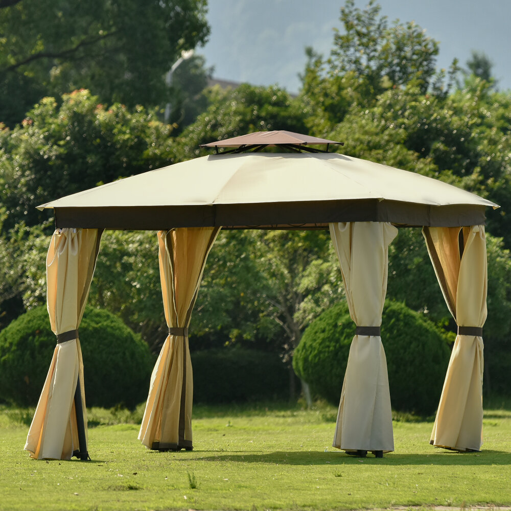 [US Direct] U-style Gazebo Canopy Антимоскитная УФ-защищенная палатка для двора Сад Patio Gazebo На открытом воздухе Party Свадебное
