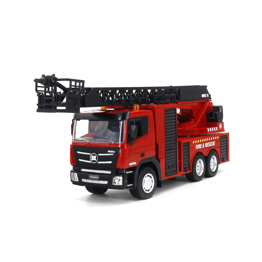 HUINA 1361 1/18 9CH Semi-Alloy Remote Control Engineering Toy Fire Climbing Rescue Aerial Ladder Vehicle RC Car Models