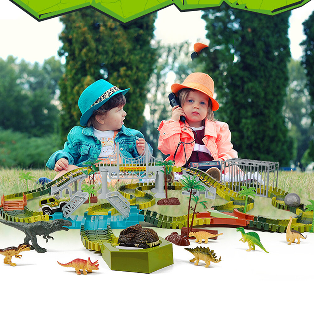 Dinosaur World Flexible Racing Car Track Toys Construction Play Game Educational Set Toy for Kids Gi
