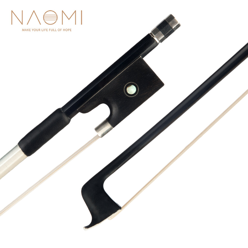 

NAOMI 4/4 Лук для скрипки, углеродное волокно, круглый, Палка, натуральный конский волос, черное дерево, лягушка, с инкр