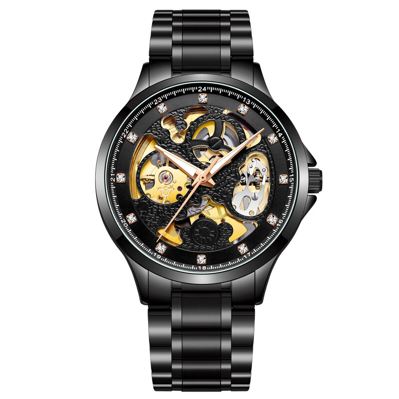 

GUANQIN GJ16153 Crystal Business Style Мужские наручные часы из нержавеющей стали Стандарты Автоматические Механический