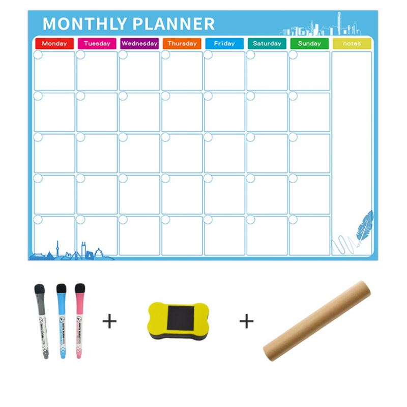 Afneembare koelkast Stick Prikbord Uitwisbaar maand- en weekschema Magnetische kalendersticker Soft 