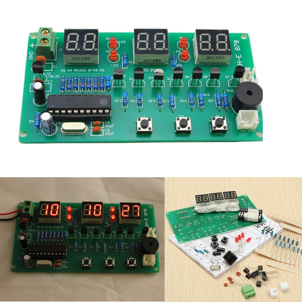 

5V-12V AT89C2051 Multifunction Six Digital LED DIY Electronic Clock Kit