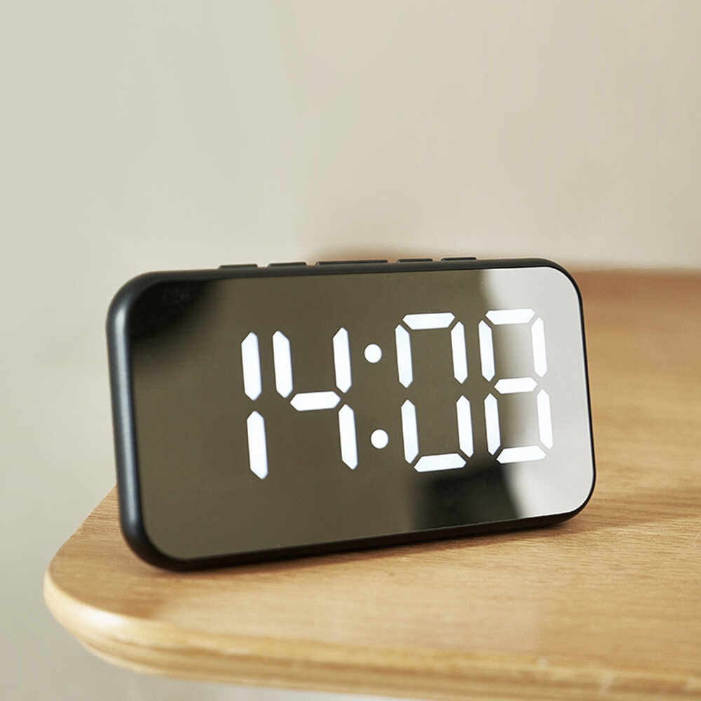

LED Mirror Alarm Clock Big Screen Temperature Date Display Multiple Colors Available Electronic Clock Adjustable Brightn