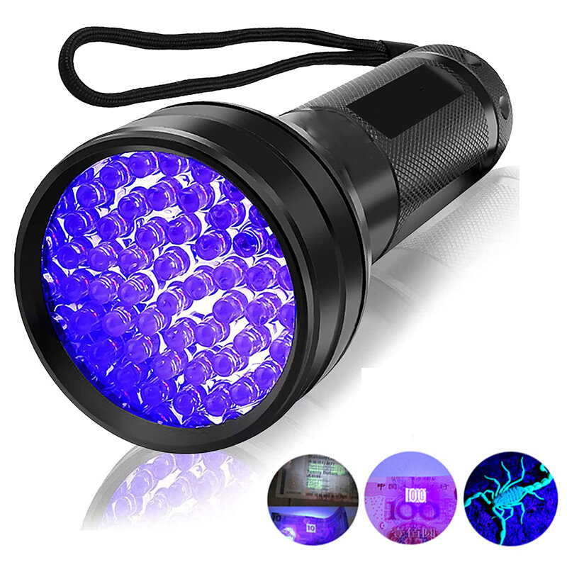

51 LED Purple Light Flashlight 395nm Handheld UV Black Light Flashlight Portable Ultra Violet Torch Lamp For Dog Cat Uri