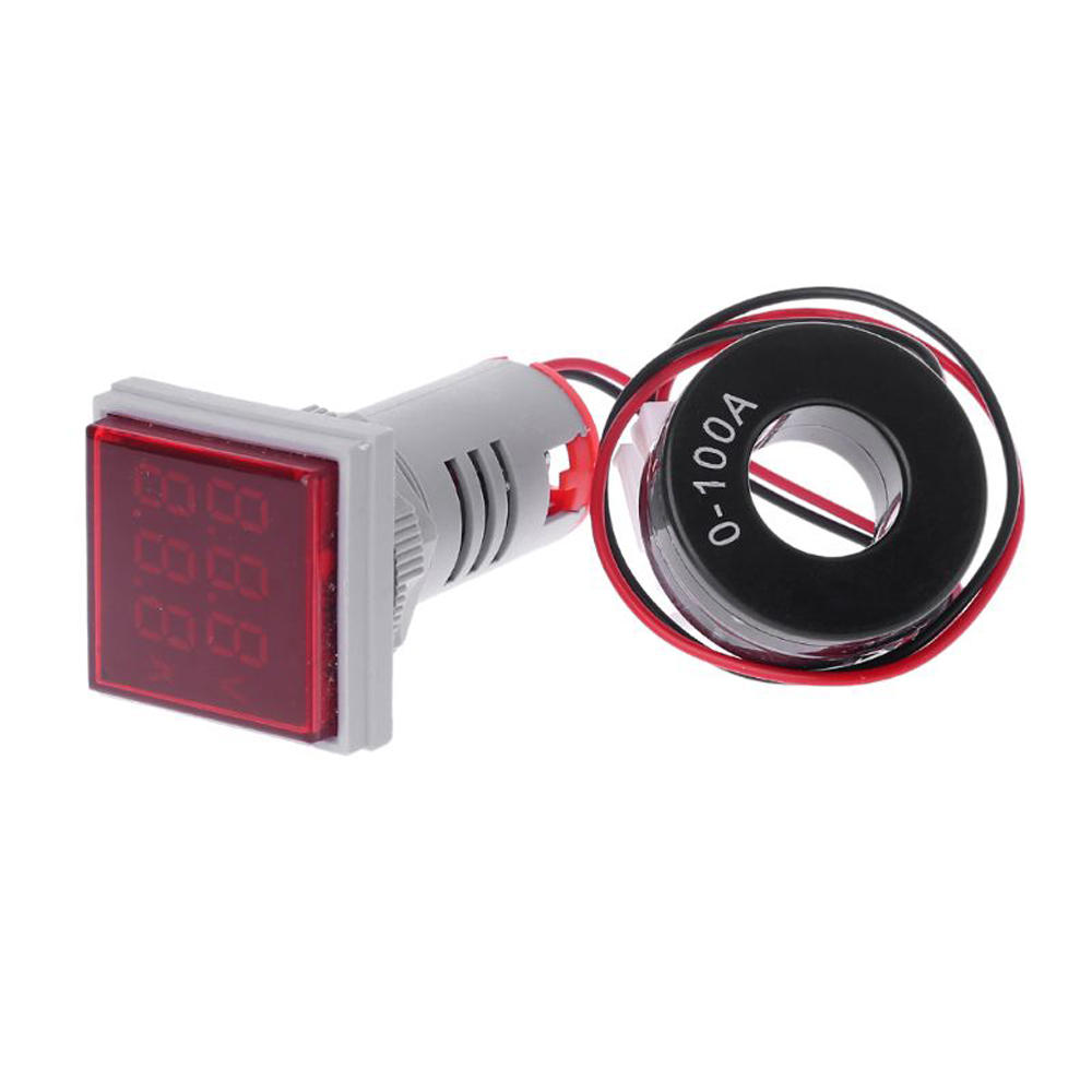 

5pcs Red Light AC 60-500V 0-100A D18 Square LED Digital Dual Display Voltmeter Ammeter Voltage Gauge Current Meter