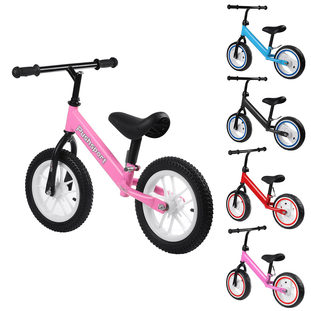 Kids Adjustable Height Flashing Balance Bikes Children Bicycle with Comfortable Cushions＆Non-slip Handles Wear-resistant