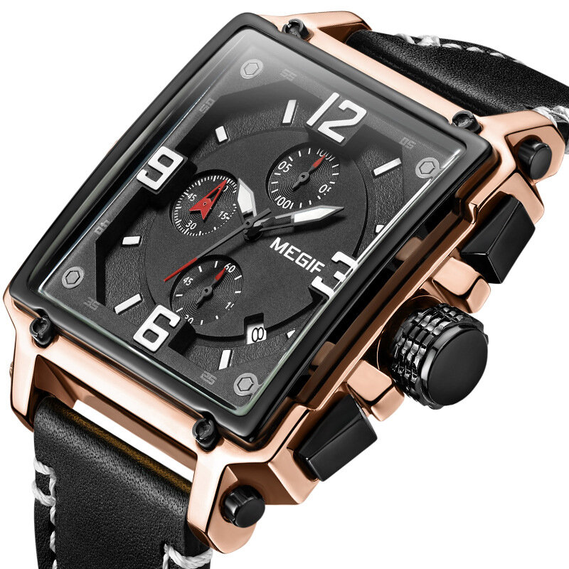 MEGIR 2061 Unieke stijl heren polshorloge chronograaf datum lichtgevend nummer quartz horloge