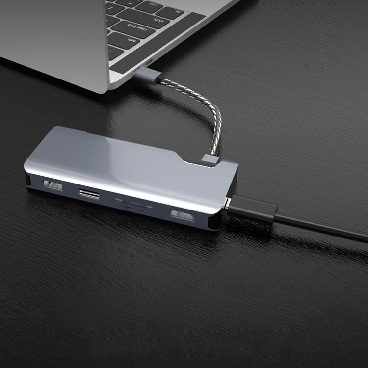 

SHIWEI 1907B 7-in-1 USB-C Hub USB 3.0 Docking Station HDMI-compatible VGA Adapter SD/TF Card Reader PD Fast Charging Con