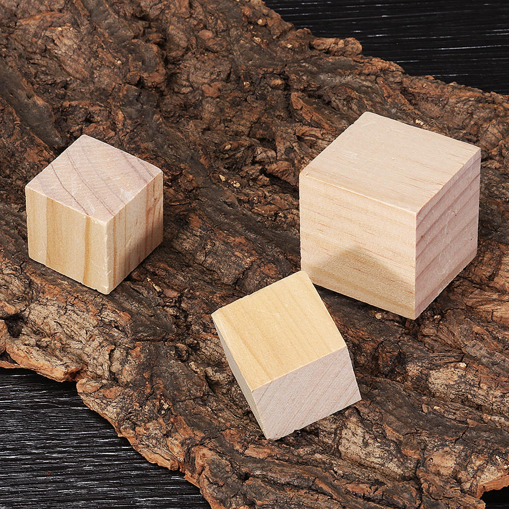 1.5/2/3/4cm Pine Wood Square Block Natural Soild Wooden Cube Crafts DIY Puzzle Making Woodworking