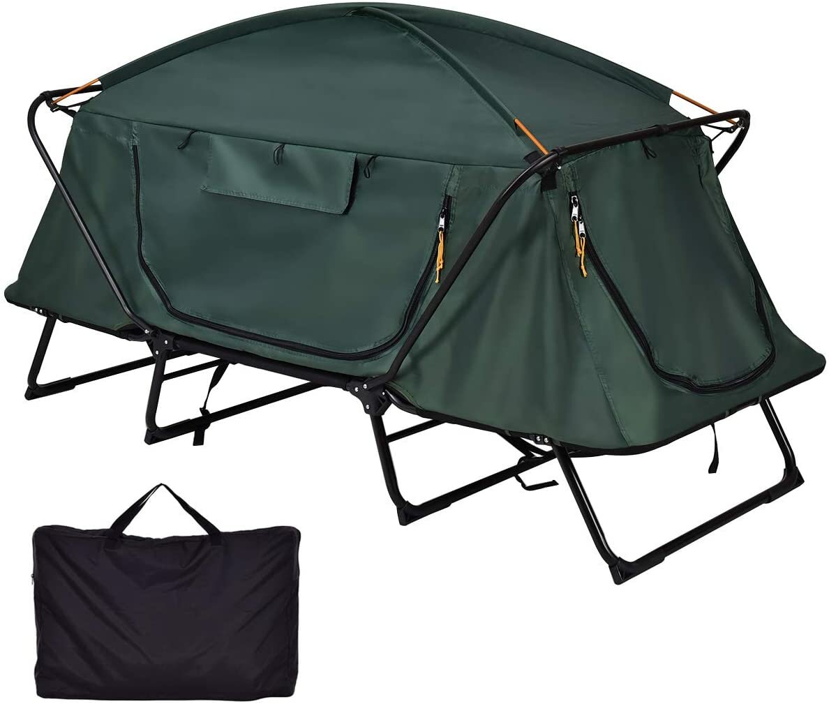 Namiot dla 2 osób Off The Ground składany wodoodporny podwójna warstwa chroniący przed zimnem przeciwwiatrowy parasol kopułowy do wędrówek i podróży z torbą na ramię.