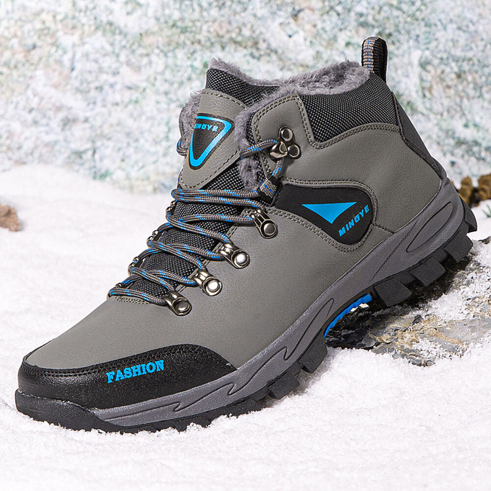 Men Breathable Non-slip Wear Resistant Autumn Winter Plus Velvet Outdoor Sport Hiking Shoes