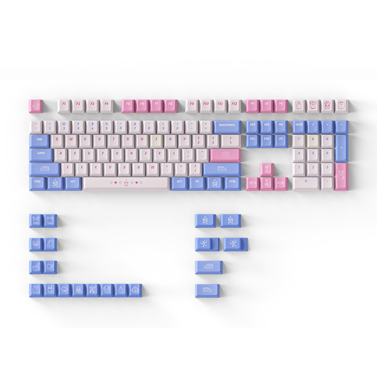 

DAGK 128 Keys Happy Baby Keycap Set Cherry Profile PBT Five-sided Sublimation Keycaps for Mechanical Keyboards