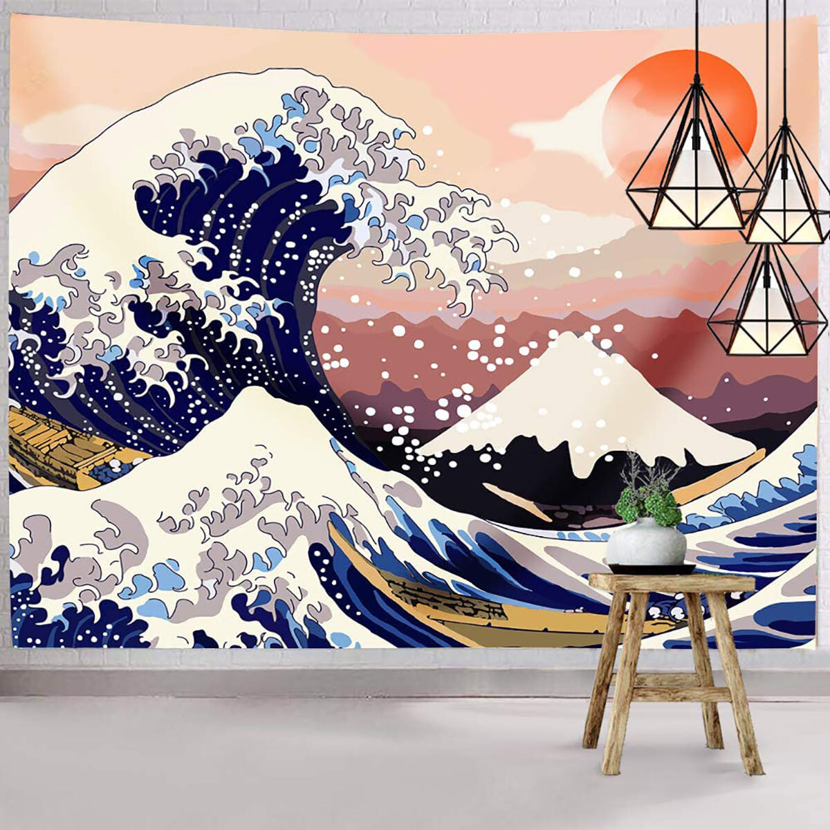 Japanse Stijl Tapijt De Grote Oceaan Wave Tapestry Mount Fuji Muur Opknoping Wandtapijten voor Room 