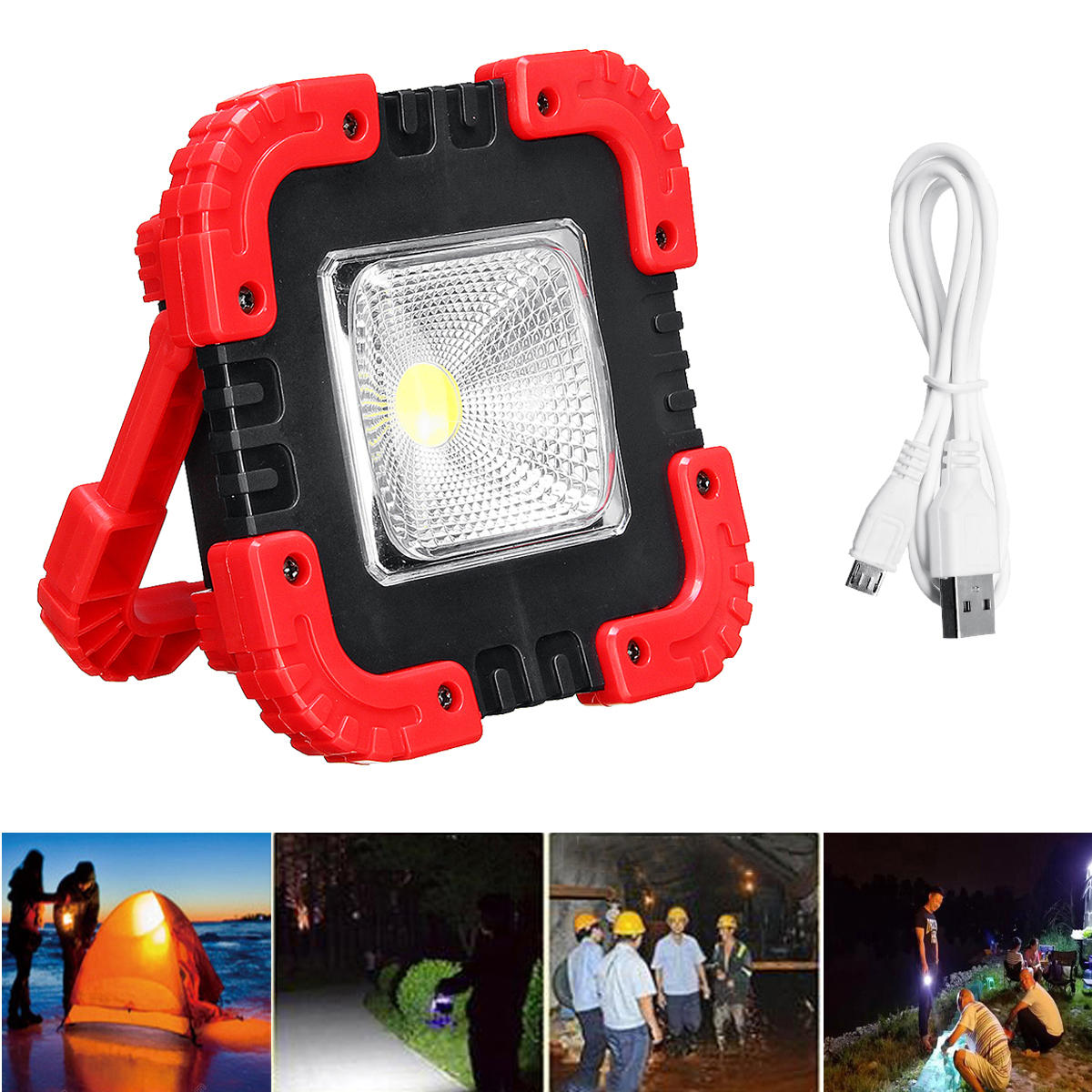 10W LED solare COB Work Light Waterproof Flood lampada Outdoor campeggio Lanterna portatile