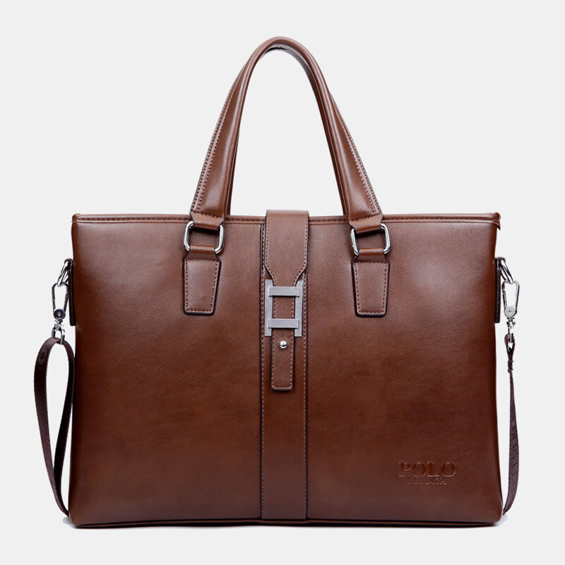 

Men Faux Leather 14 Inch Laptop Bag Briefcases Large Capacity Handbag Crossbody Bag