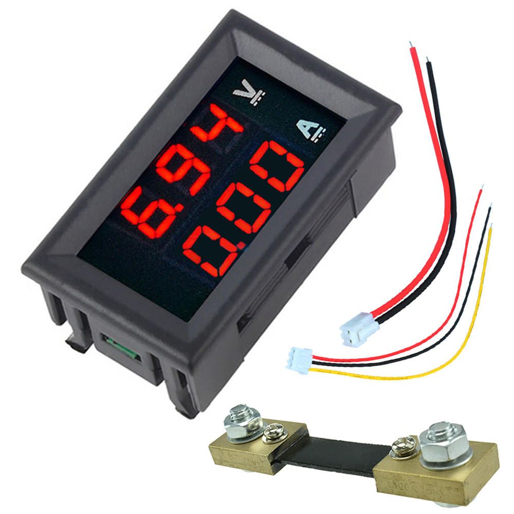 056 RedRed Dual LED Display Mini Digital Voltmeter Ammeter DC 100V 100A Panel Amp Volt Voltage Current Meter Tester