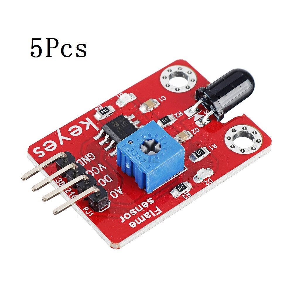

5Pcs Keyes Brick Flame Sensor (pad hole) with Pin Header Module Digital Signal and Analog Signal