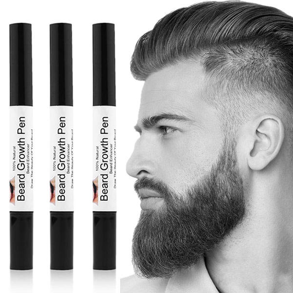 

3Pcs Men Beard Growth Pen Facial Whiskers Moustache Sideburns Eyebrow Enhancer Grow Pen