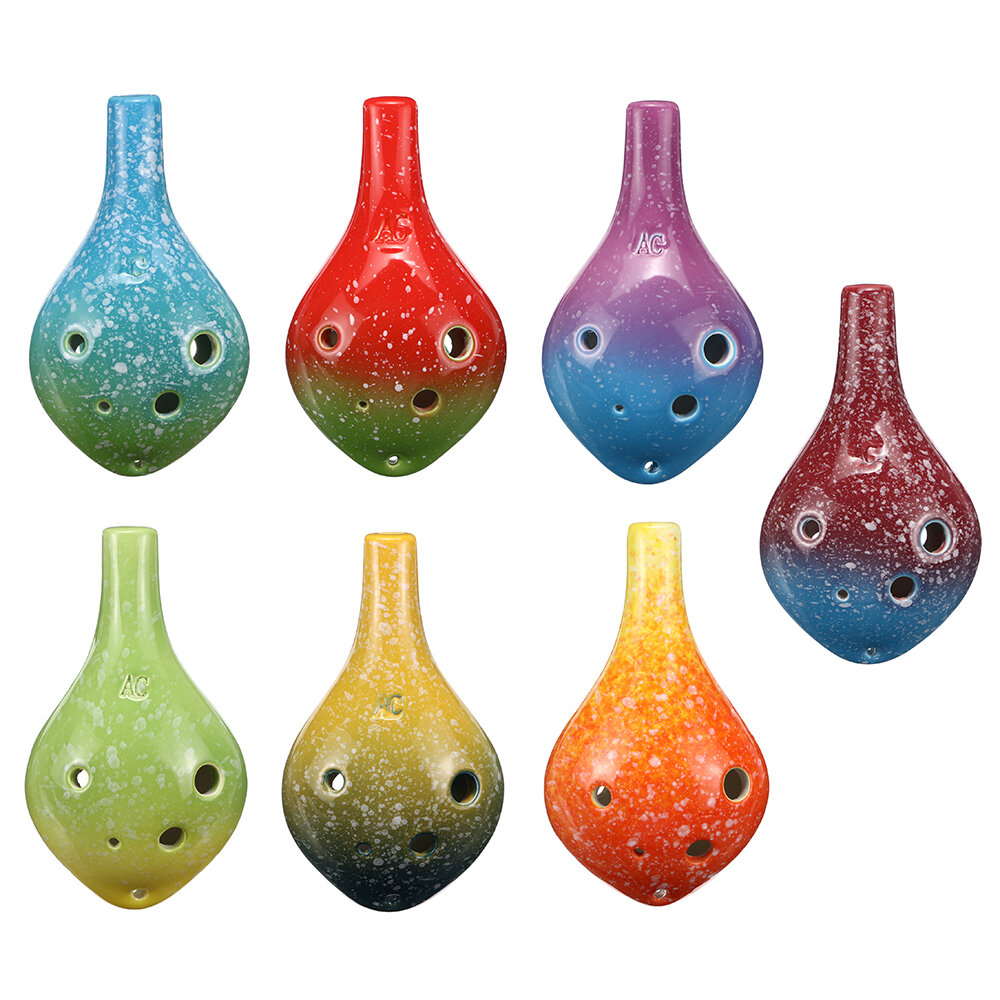 6 Holes Ceramic Ocarina Alto C Tone Bottle Style Musical Instrument with Lanyard Music Score For Mus