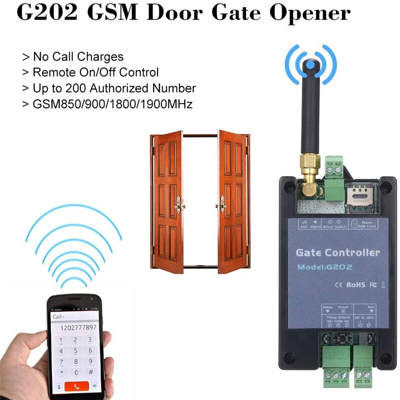 G202 GSM 3G 4G gate openerRelay Switch Remote Control Door Access Switch Wireless Door Opener By Free Call 850/900/180