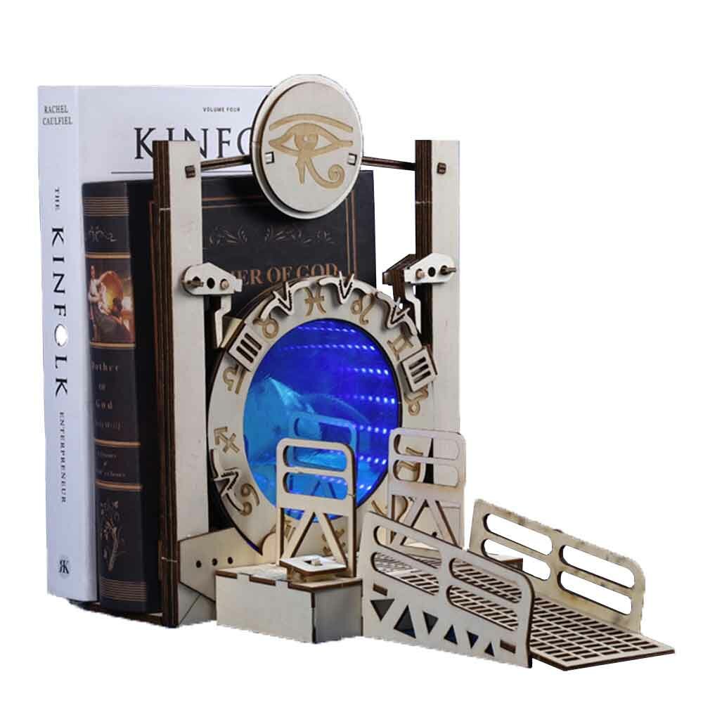 

DIY Wooden Galaxy Gate Bookend Creative Cross-Border Time Tunnel LED Light Up Bookends Desktop Book Stoppers Office Book