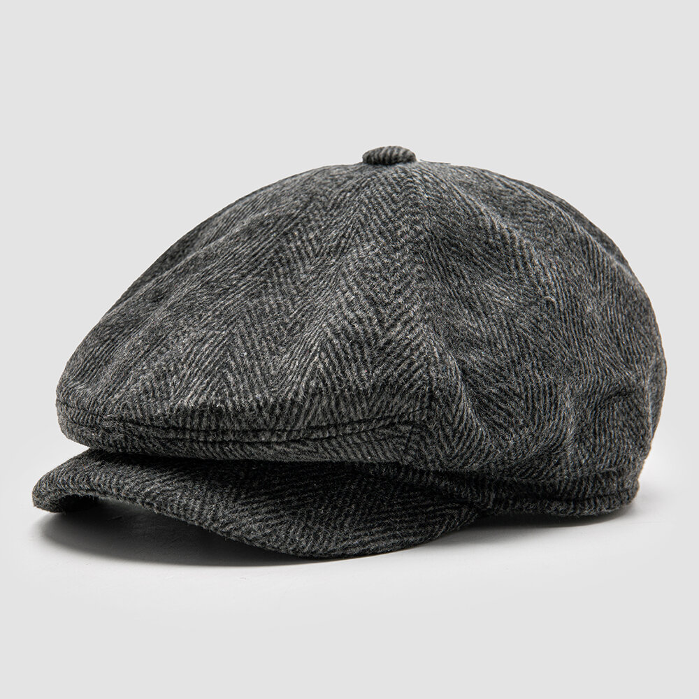 Men Newsboy Hats British Fashion Herringbone Short Brim Octagonal Hat Painter Hat