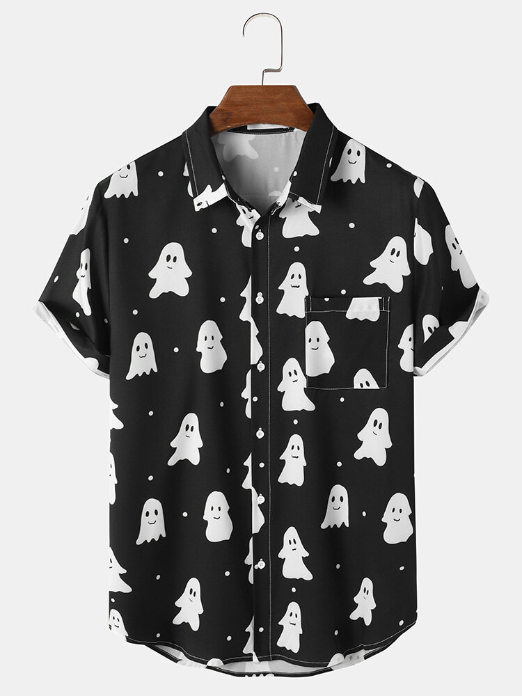Mens Casual Ghost Cartoon Halloween Shirts