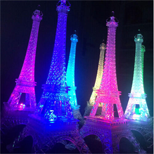 

25.5cm Led Colors Changing Eiffel Tower Night Light Romantic Decorative Lights Decor Gift