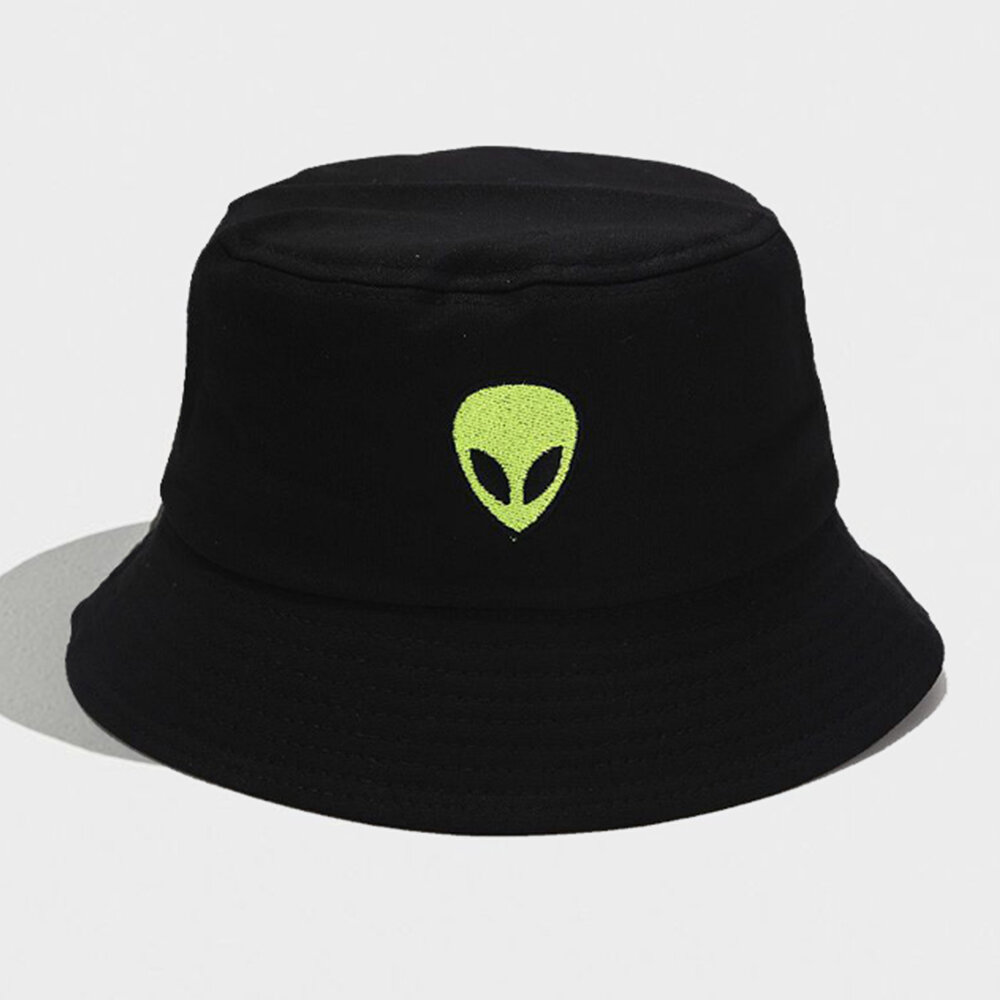 Men Cotton Alien Embroidery Pattern Hip-hop Style Casual Sunvisor Bucket Hat