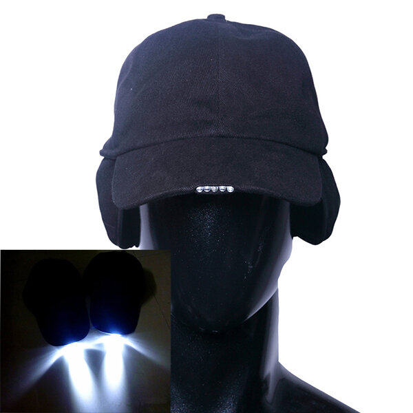Puur Katoen LED Cap Glow in Dark voor lezen Fishing Jogging Ear Protection Light Up LED Sport Hat